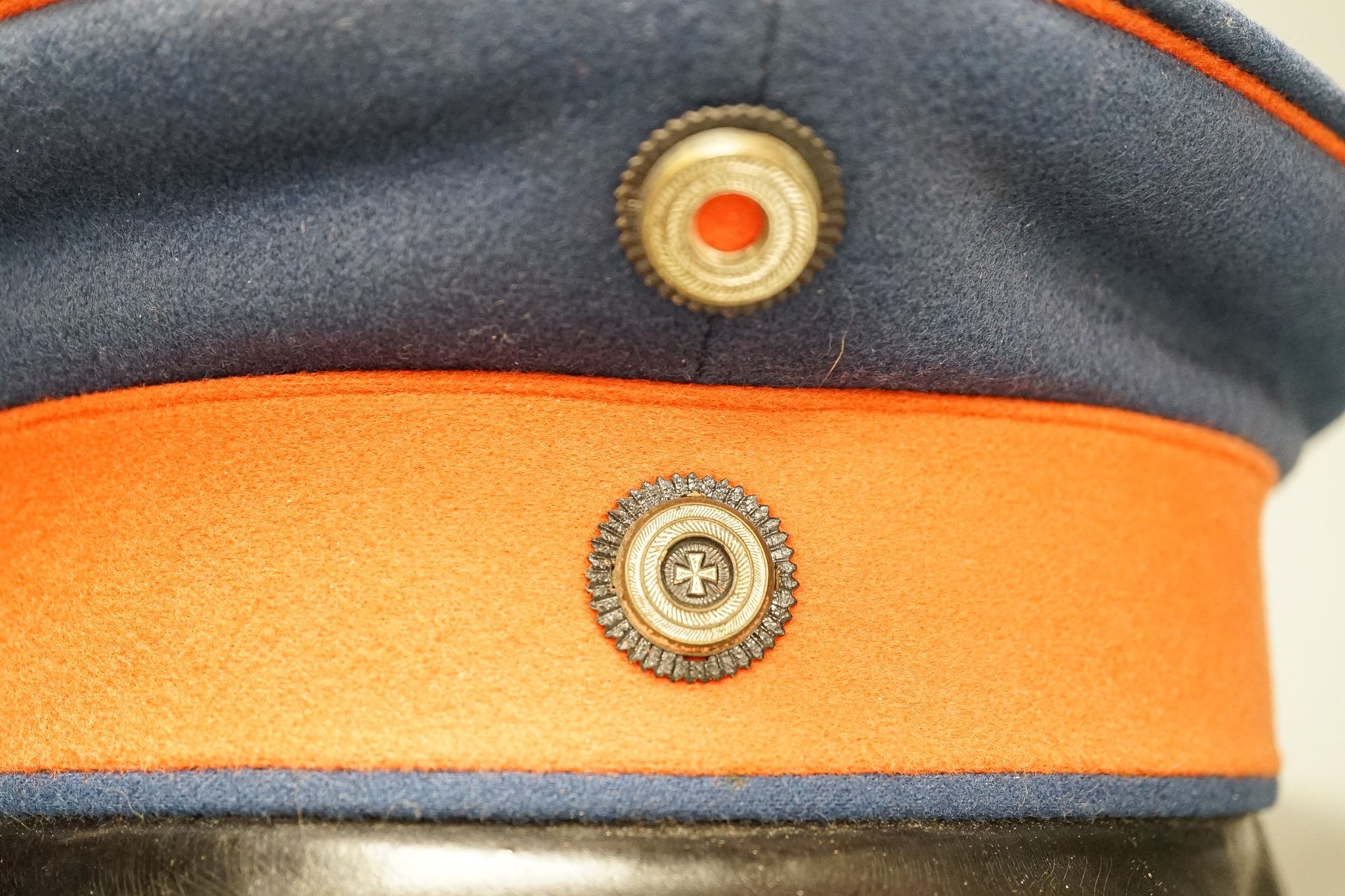 An Imperial German Prussian reservist peaked cap
